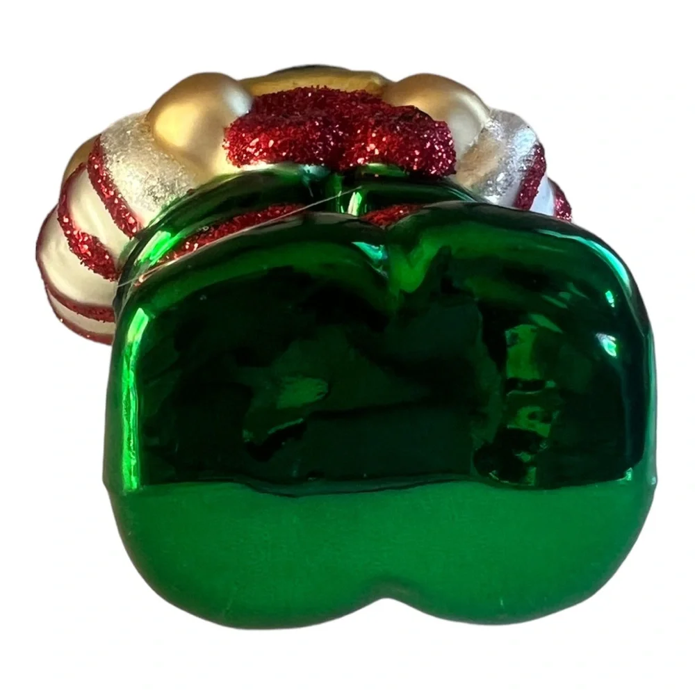 2001 Starbucks Bearista‎ Elf Ornament Glass Vintage Glitter Christmas With Box